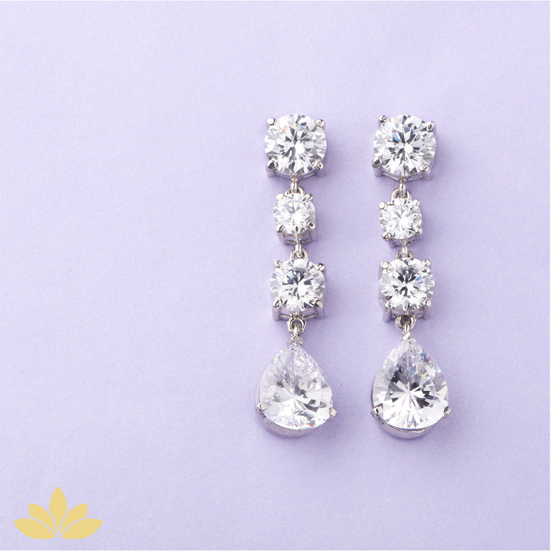 4 Stone Solitaire Drop Earrings