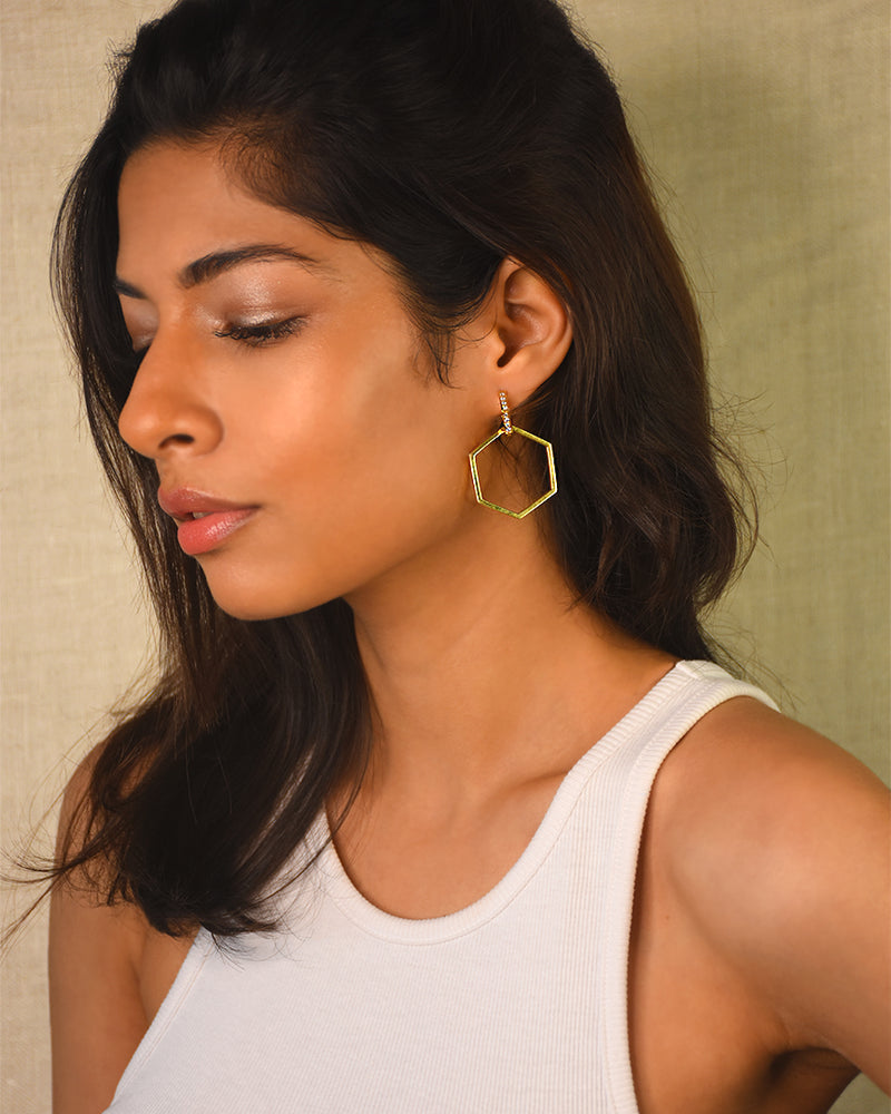 Silver Multi Purpose Hexagon Earrings Ayana Silver Jewellery