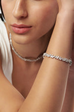 Emerald Cut and Circle Stone Cluster Tennis Bracelet