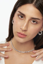 Emerald Cut and Circle Stone Cluster Tennis Necklace