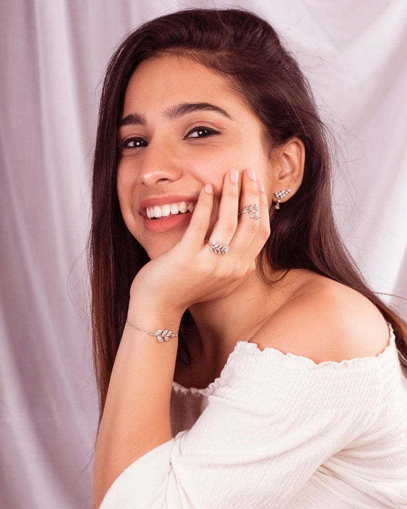 Embellished Leaf Ring