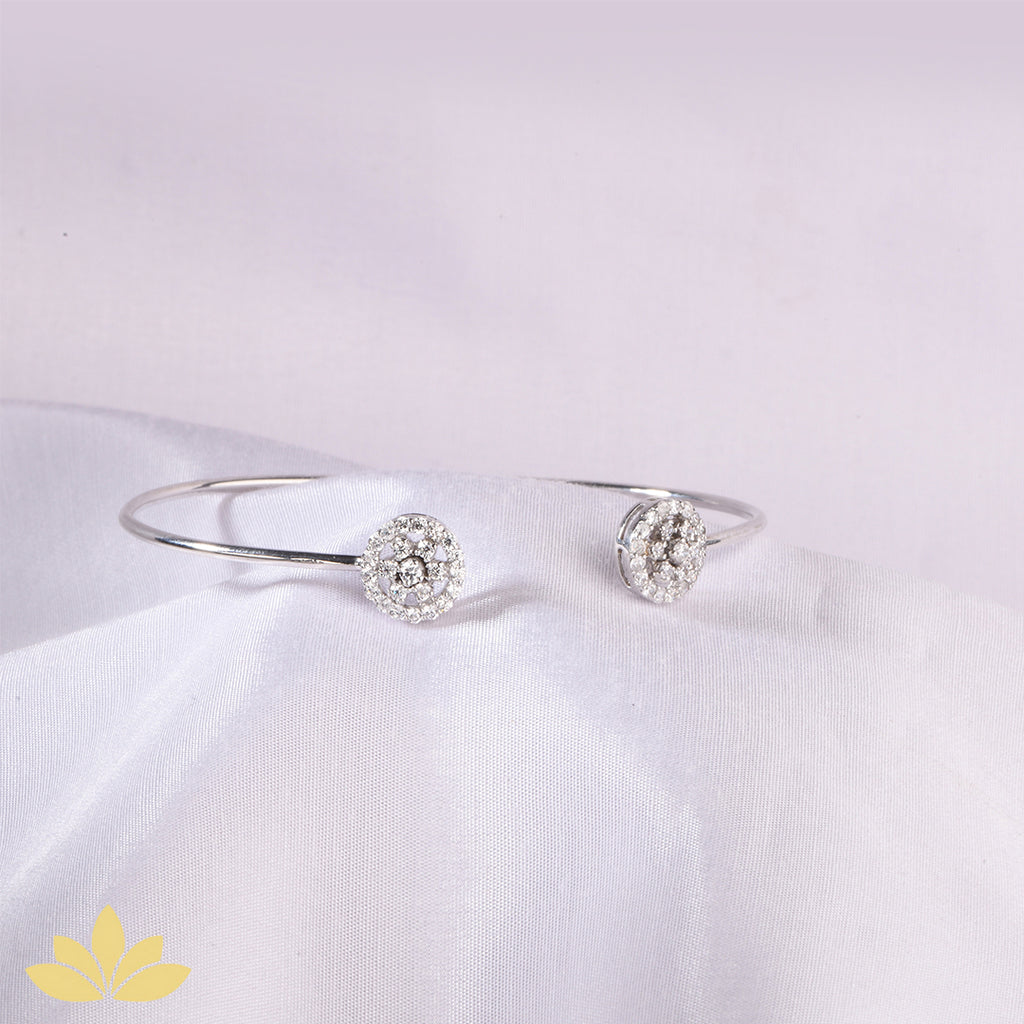Silver Flower Open Top Stiff Bracelet