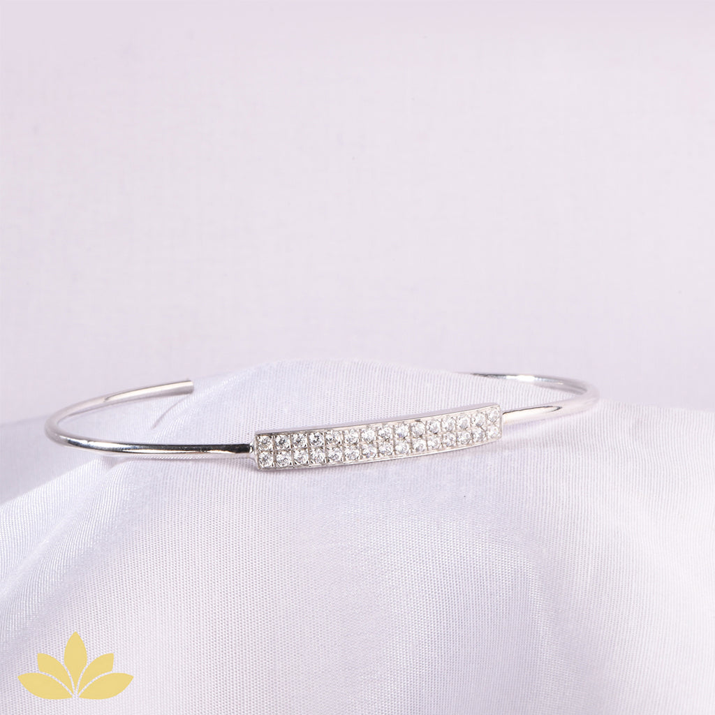 Silver Rectangle Top Stiff Bracelet