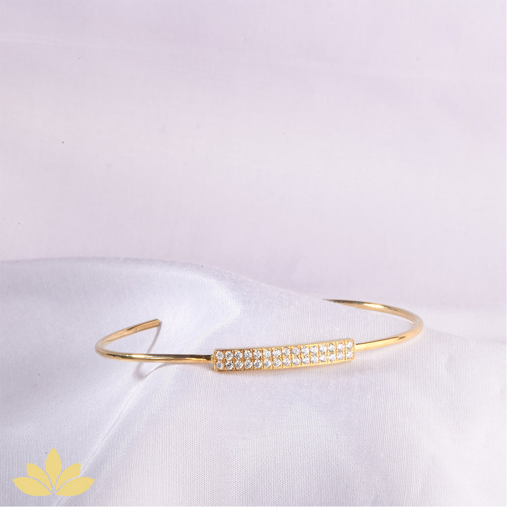 Gold Rectangle Top Stiff Bracelet