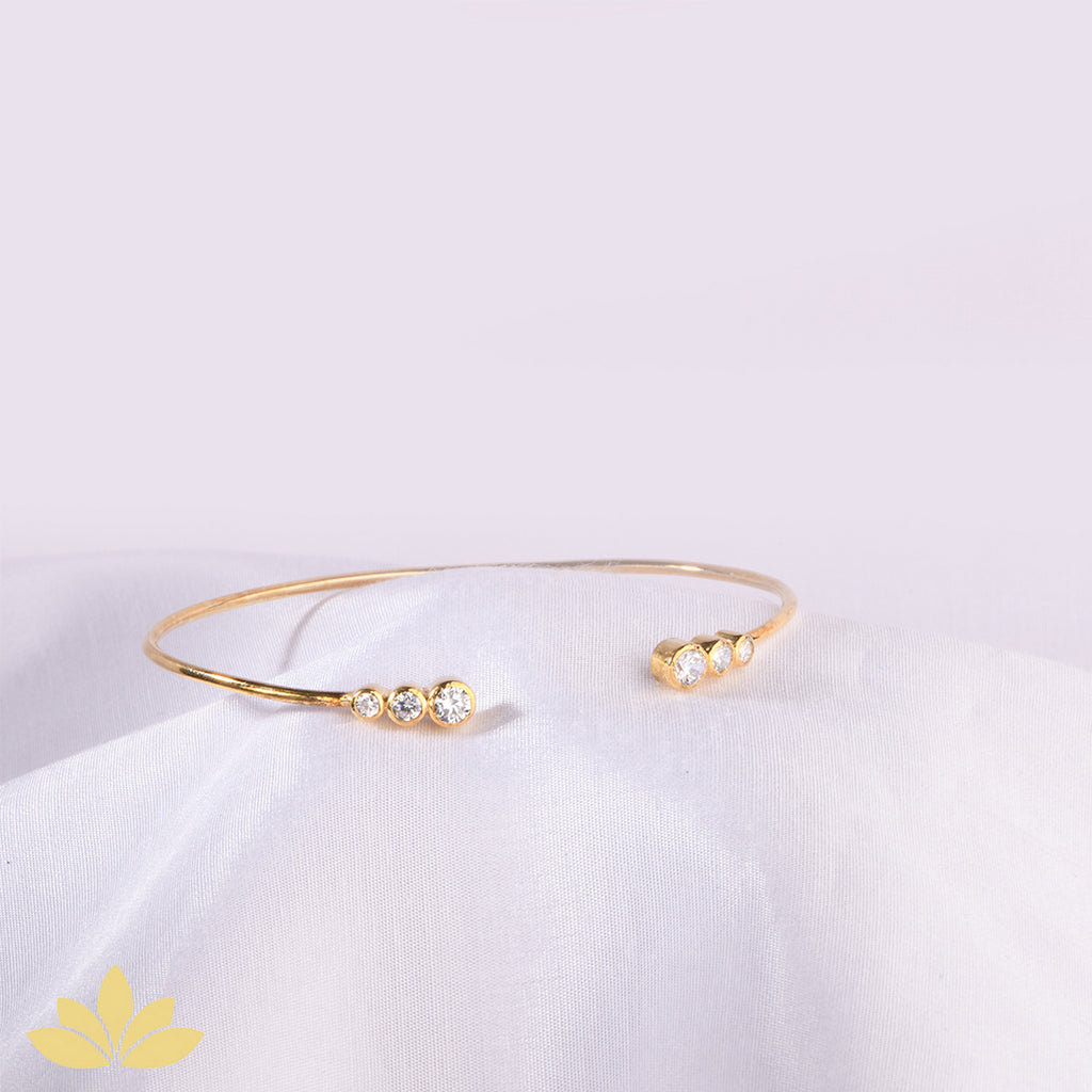 Gold 6-Stone Open Stiff Bracelet
