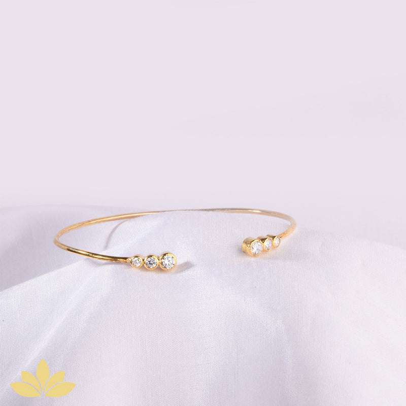 Silver 6-Stone Open Stiff Bracelet