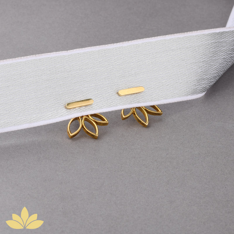 Gold Lotus Jacket Earrings
