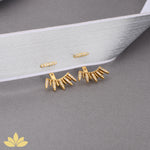 Gold Pointed Jacket Earrings