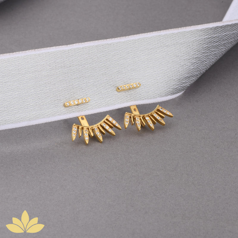 Gold Pointed Jacket Earrings