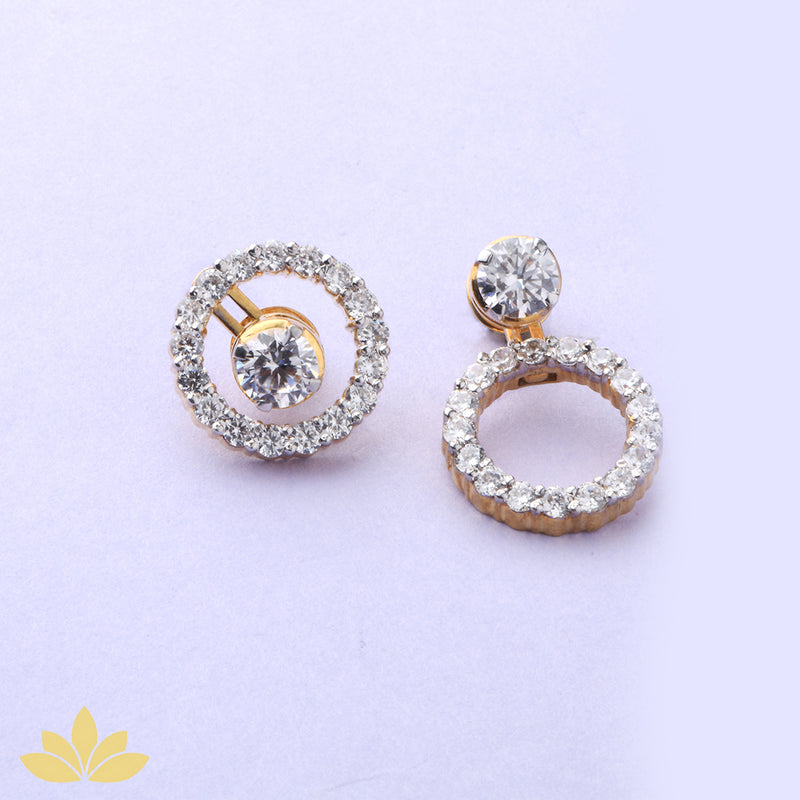 Silver Big Round Jacket Earrings