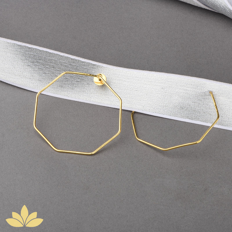 Silver Hexagon Hoops