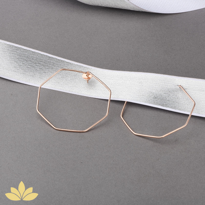 Silver Hexagon Hoops