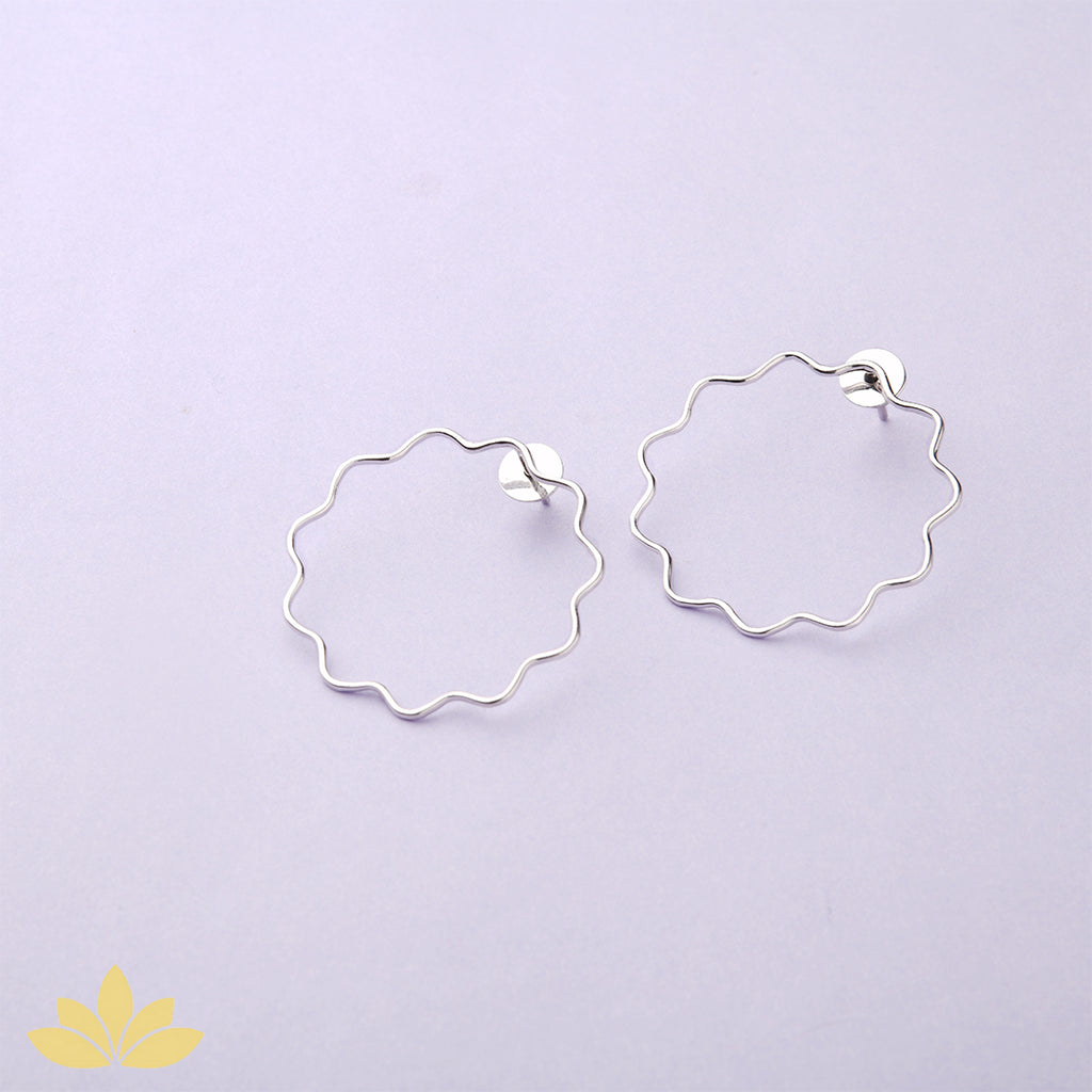 Silver Flower Outline Earrings