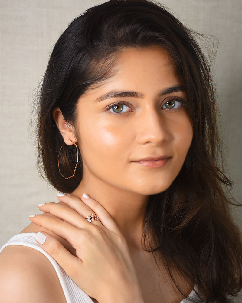 Rose GoldHexagon Hoops