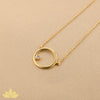 Gold Round Pendant with Single Stone