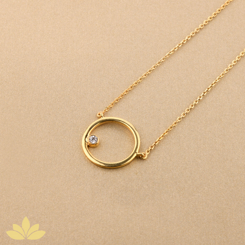 Silver Round Pendant with Single Stone