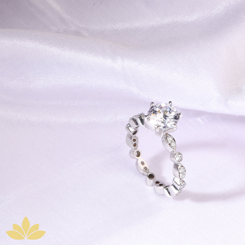 Mixed Stone Eternity Band with Solitaire