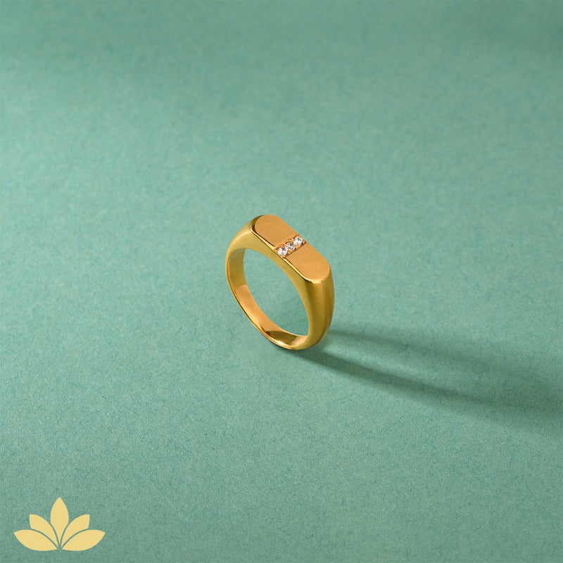 Flat Top Ring with Embellished Single Line