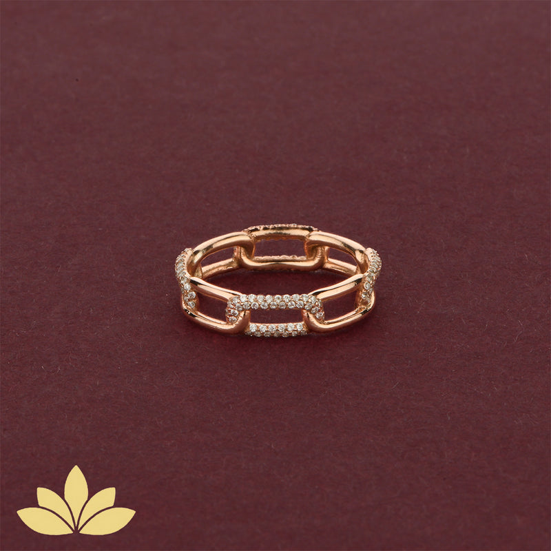 Silver Embellished Chain Ring